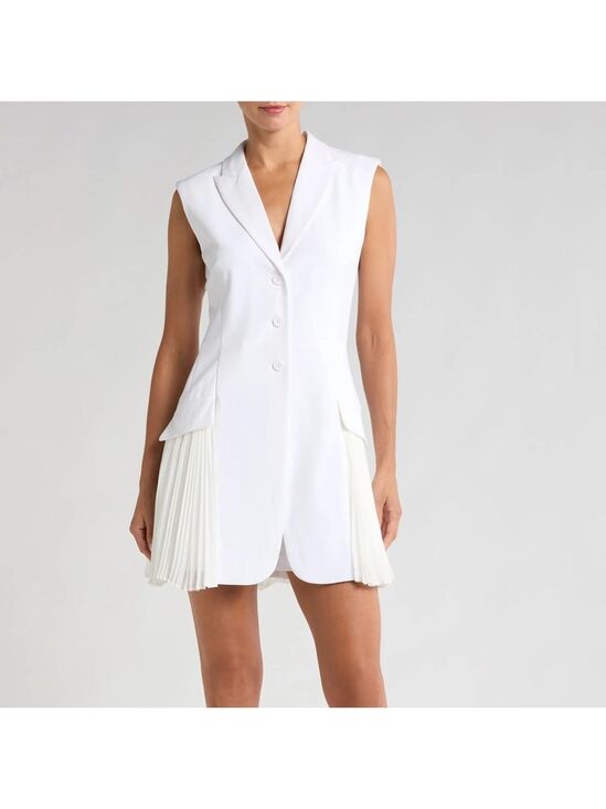 Halogen Dresses & Skirts - Halogen White Sleeveless Pleated Mini Dress